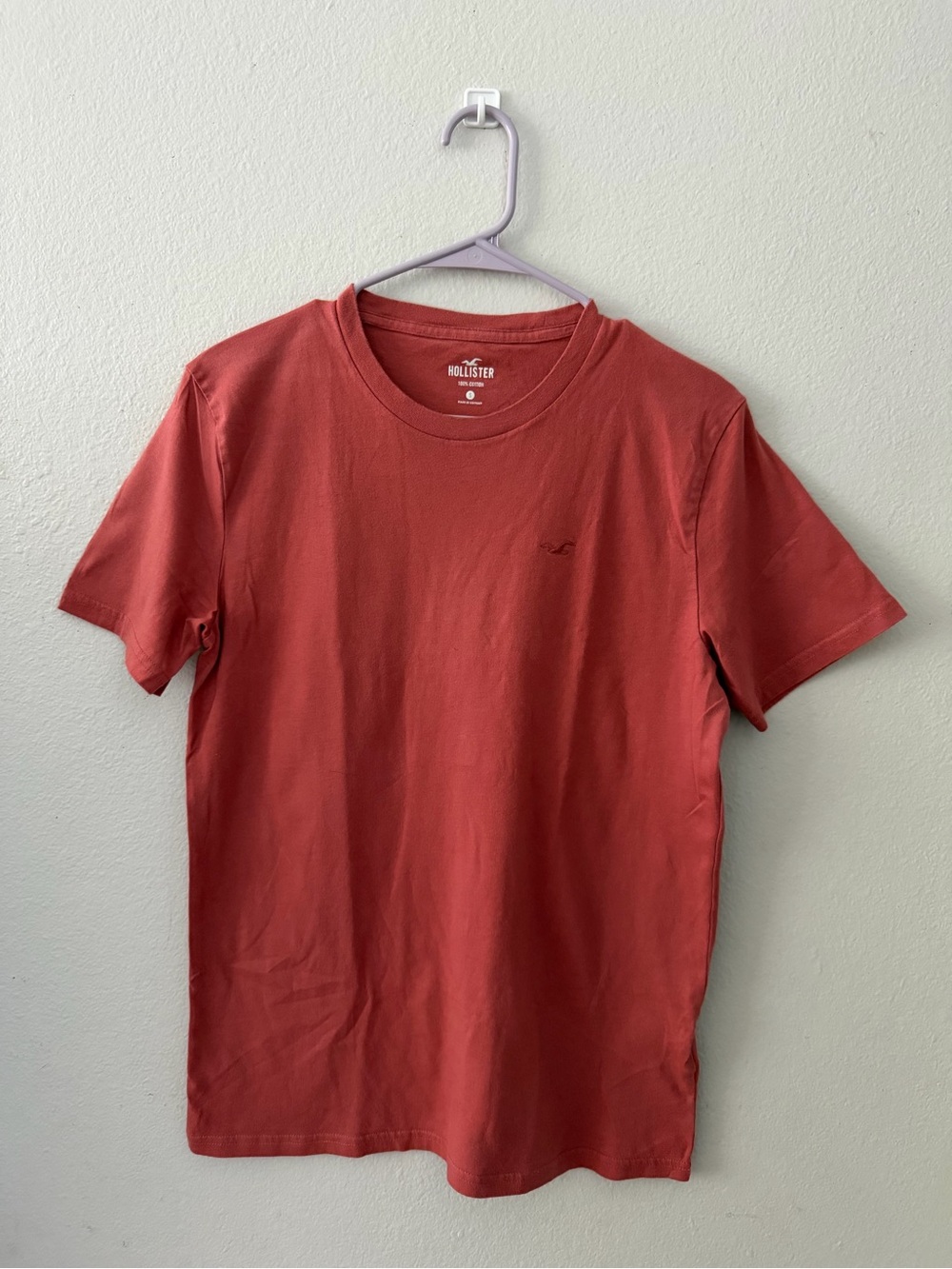 Hollister Men's Brick Red Crew Neck Tee